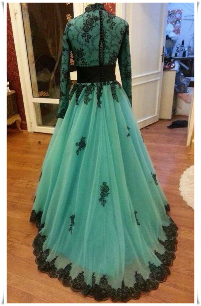 su yeşili nişanlık modelleri tüllü kapalı açık kadınlar için (7).jpg