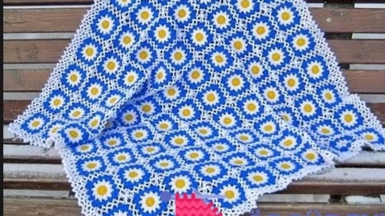 Papatya Motifli Örgü Bebek Battaniye Modelleri