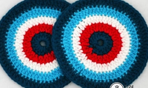 Nazar boncuklu örgü bardak altı modelleri ve yapılışı