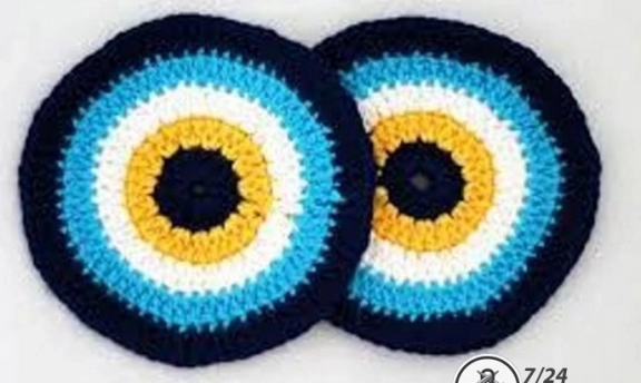 Nazar boncuklu örgü bardak altı modelleri ve yapılışı