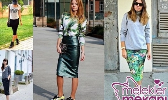 Spor ayakkabı ve kalem etek kombinini hala denemediniz mi ?