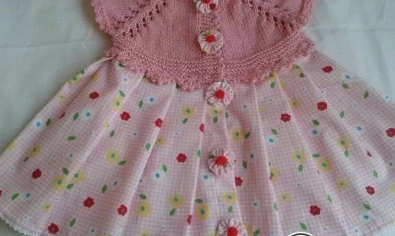 Kumaş Etekli Örgü Kız Elbisesi Yapımı Videolu