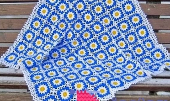 Papatya Motifli Örgü Bebek Battaniye Modelleri