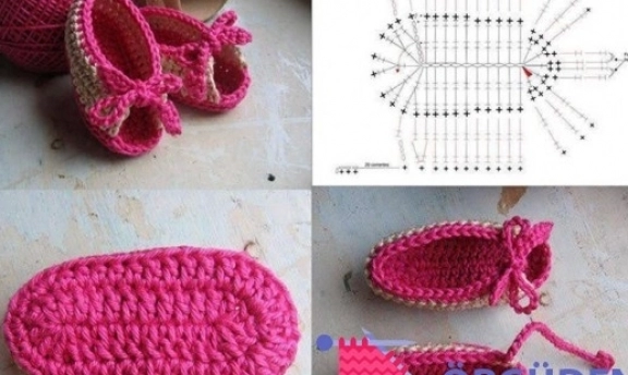 Örgüden Bebek Ayakkabı Modelleri Rengarenk