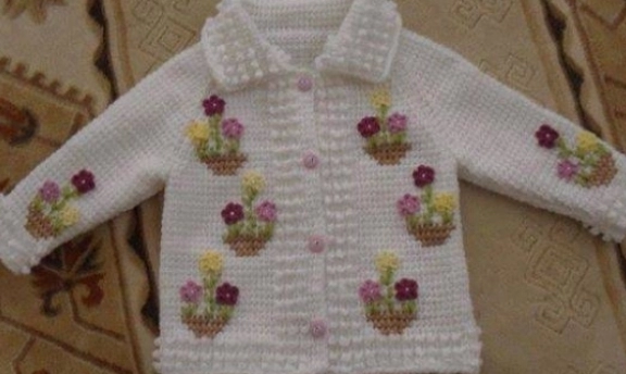 Tunus İşi Bebek Hırka Modelleri Renk Renk Desen Desen Örnekler