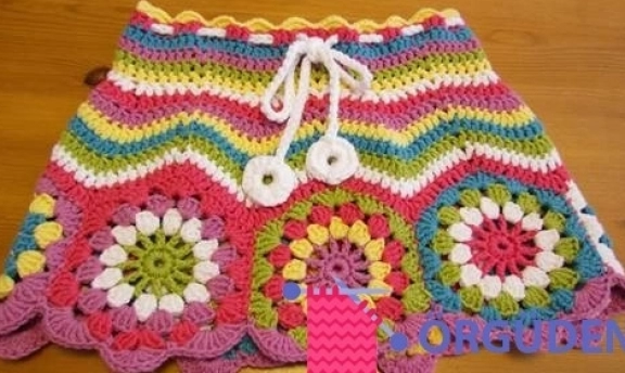 Örgü Kız Bebek Etek Modelleri Çok Renkli Modeller