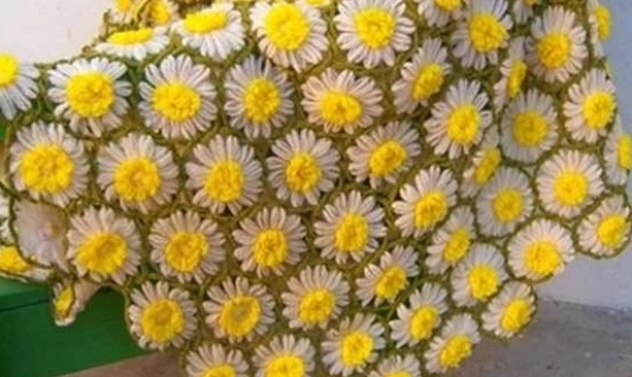 Papatya Motifli Örgü Bebek Battaniye Modelleri