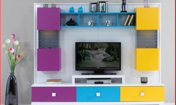 TV-Duvar Ünitesi Tasarımlarından Rengarenk Örnekler