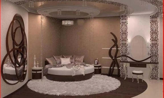Yuvarlak Yataklı Muhteşem Yatak Odası Dekorasyonları