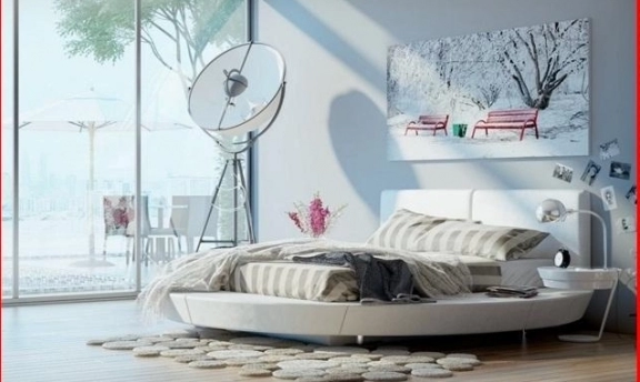 Yuvarlak Yataklı Muhteşem Yatak Odası Dekorasyonları