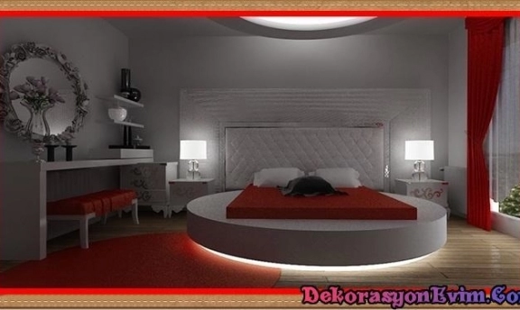 Yuvarlak Yataklı Muhteşem Yatak Odası Dekorasyonları