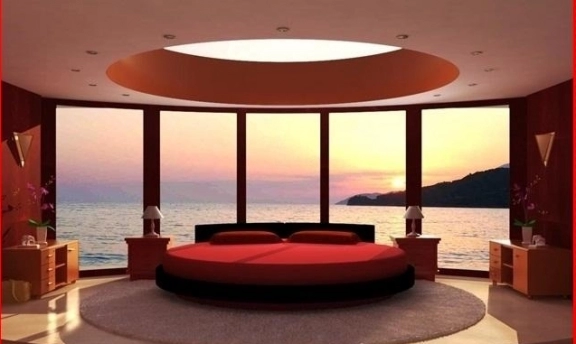 Yuvarlak Yataklı Muhteşem Yatak Odası Dekorasyonları