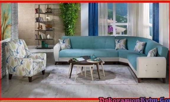 Turkuaz Renkleri ile Son Moda Köşe Takımı Modelleri