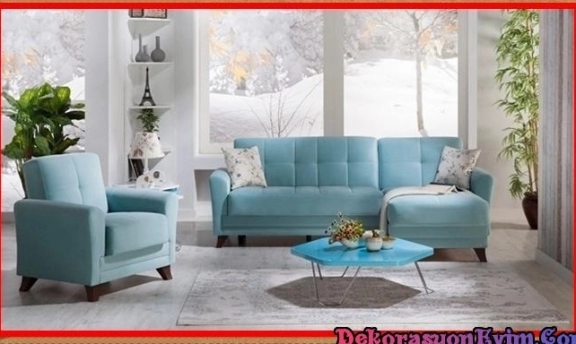 Turkuaz Renkleri ile Son Moda Köşe Takımı Modelleri