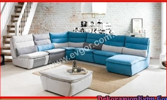 Turkuaz Renkleri ile Son Moda Köşe Takımı Modelleri