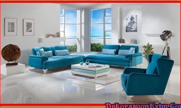 Turkuaz Renkleri ile Son Moda Köşe Takımı Modelleri