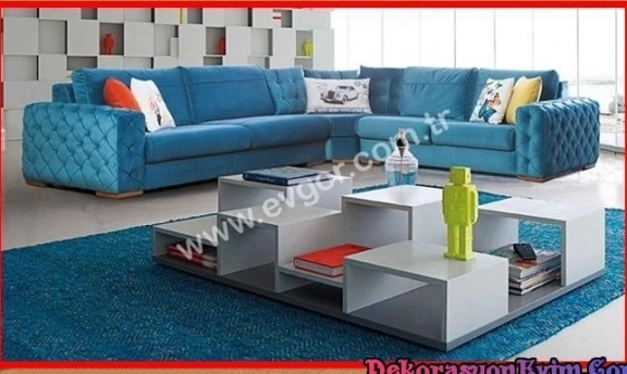 Turkuaz Renkleri ile Son Moda Köşe Takımı Modelleri