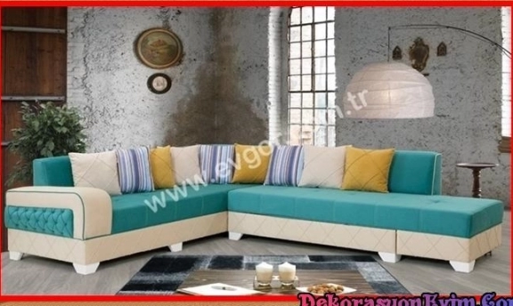 Turkuaz Renkleri ile Son Moda Köşe Takımı Modelleri