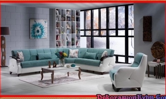 Turkuaz Renkleri ile Son Moda Köşe Takımı Modelleri