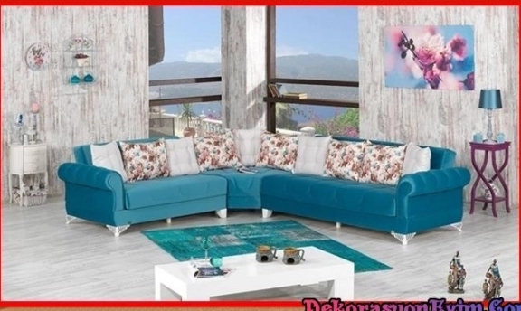 Turkuaz Renkleri ile Son Moda Köşe Takımı Modelleri