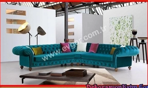 Turkuaz Renkleri ile Son Moda Köşe Takımı Modelleri