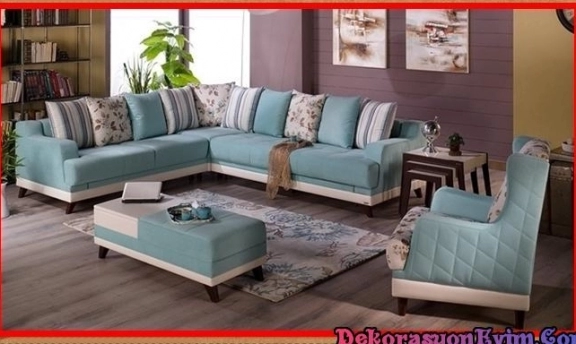 Turkuaz Renkleri ile Son Moda Köşe Takımı Modelleri