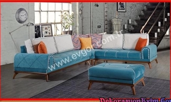 Turkuaz Renkleri ile Son Moda Köşe Takımı Modelleri