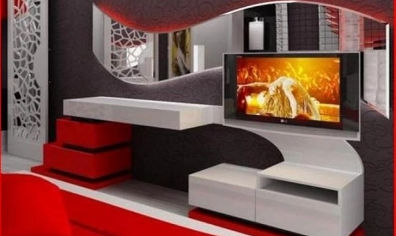 TV-Duvar Ünitesi Tasarımlarından Rengarenk Örnekler