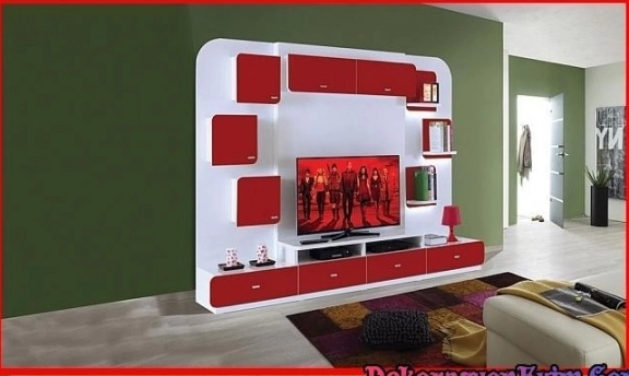 TV-Duvar Ünitesi Tasarımlarından Rengarenk Örnekler
