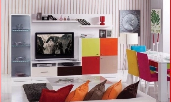 TV-Duvar Ünitesi Tasarımlarından Rengarenk Örnekler