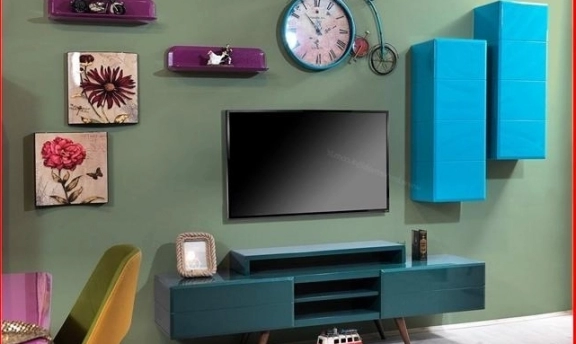TV-Duvar Ünitesi Tasarımlarından Rengarenk Örnekler