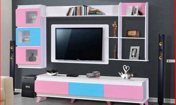 TV-Duvar Ünitesi Tasarımlarından Rengarenk Örnekler