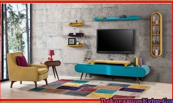 TV-Duvar Ünitesi Tasarımlarından Rengarenk Örnekler