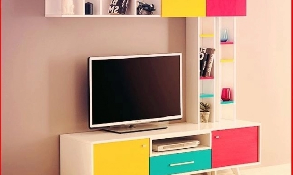 TV-Duvar Ünitesi Tasarımlarından Rengarenk Örnekler