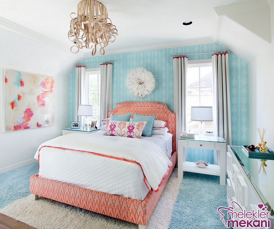 Yatak odalarınızda duvar kağıtları ile hoş etkiler Melek